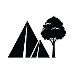 Geometric Tent and Pine Tree Icon