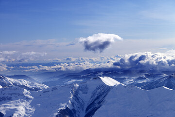 Winter mountains at nice evening and sunlight clouds © BSANI
