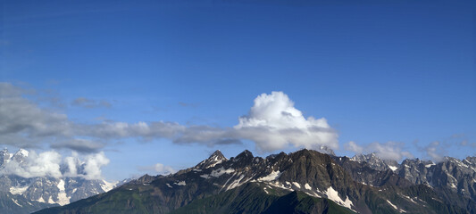Panorama summer Mountain. Caucasus Mountains. Georgia