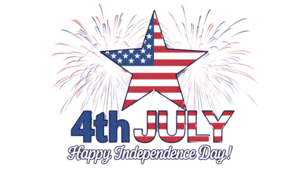 Celebrating independence day with festive fireworks and an american flag star isolated on transparent background