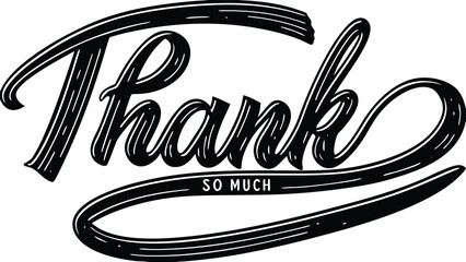 Vector illustration of a stylized thank you message with elegant script and abstract design elements