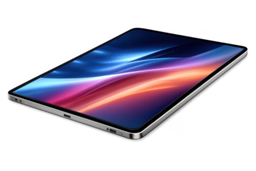 Modern tablet device with a transparent background for your projects.