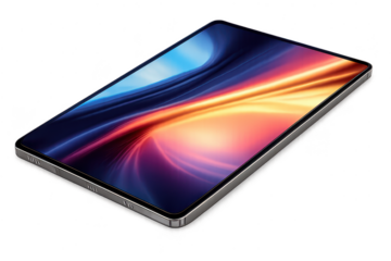 Tablet device with an abstract display on a transparent background