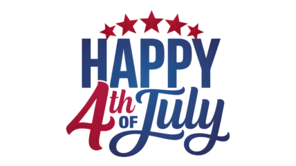 Happy 4th of july patriotic design with stars celebrating independence day isolated on transparent background