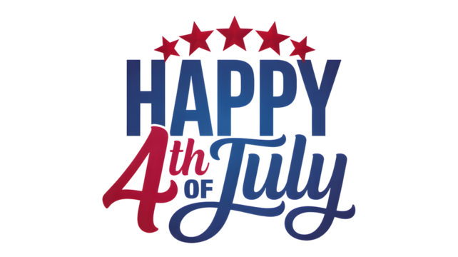 Happy 4th of july patriotic design with stars celebrating independence day isolated on transparent background - Powered by Adobe