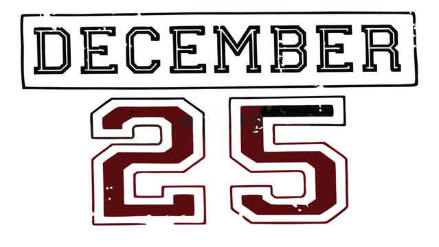 Vector illustration of a calendar displaying December 25 in a bold graphic style