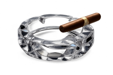 Elegant Ashtray with Cigar on transparent background, dark background