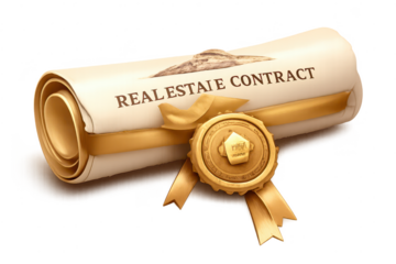 Real Estate Contract Document with transparent background Scroll Artwork