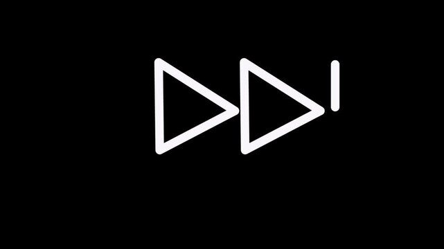 Music and video player arrow icon. next icon isolated sign symbol vector illustration. White Fast Backward sign appear in center and disappear after some time