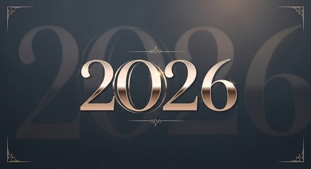 Elegant 2026 year text with decorative elements, signifying new beginnings and future aspirations.