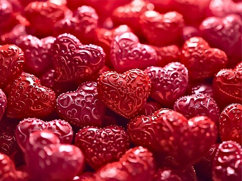 Collection of red glitter hearts for Valentine's Day romantic background