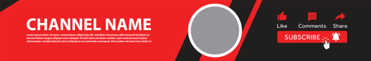 Modern Red and Black Channel Banner Template
