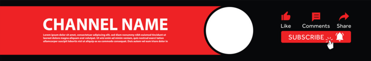 Modern Red and Black Channel Banner Template
