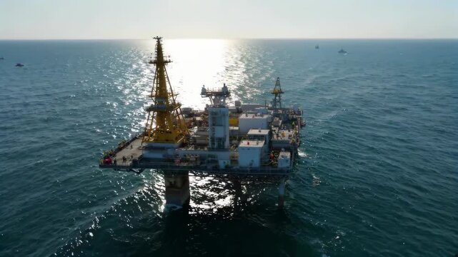 Panoramic view of offshore oil drilling platform Offshore oil drilling platform