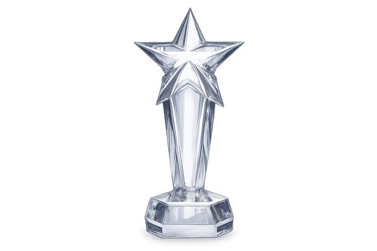 Silver star trophy isolated on a transparent background image design.