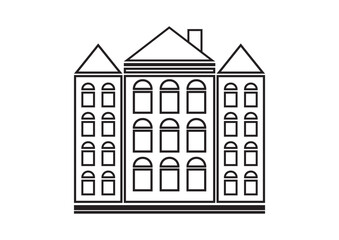 House Facade Line Icon black vector