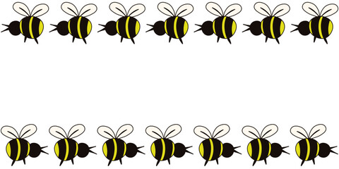 Summer Frame. Vector cute bee Frame with copy space for text. Perfect web banner Summer background. Funny Frame for child room decor EPS 10