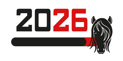 2026 coming vector banner. Vector Chinese New Year 2026 number with power line and zodiac animal. 2026 start concept isolated transparent background. EPS 10