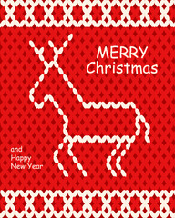 Knitting texture vector Merry Christmas and Happy New Year greeting poster cover set. Perfect Folk ethnic red sweater texture Christmas card set. EPS 10