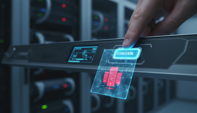 Cybersecurity protection concept with cyber warfare defense and containment system in data center technology - Powered by Adobe