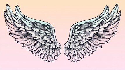 Detailed illustration of angel wings.