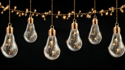 Christmas bulbs twinkle with gentle shine, festive garland string light Stock Vector