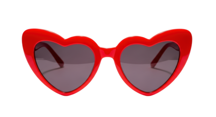 Red heart shaped sunglasses with dark lenses eyewear