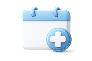 Fototapeta premium Calendar icon with a plus sign on transparent background, 3D render