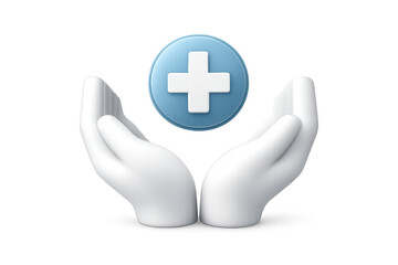 Obraz premium Hands Holding Medical Cross with transparent background - 3D Render