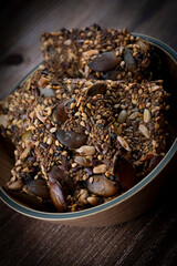 Healthy Pumpkin Seeds Cookies Crackers Isolated, Healthy Cereal Crackers, Homemade Pumpkin Seed Cookie Group on White Background. High quality photo