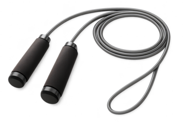 A Black Jump Rope on a transparent background, Gym Equipment Image.