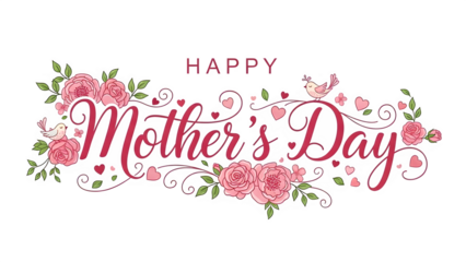 Happy mother s day floral text isolated on transparent background