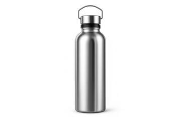 Metal water bottle isolated with transparent background for design use