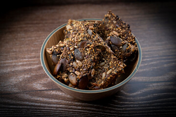 Healthy Pumpkin Seeds Cookies Crackers Isolated, Healthy Cereal Crackers, Homemade Pumpkin Seed Cookie Group on White Background. High quality photo