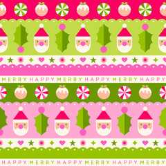 Cute geometric elements seamless striped pattern design for christmas holidays background.