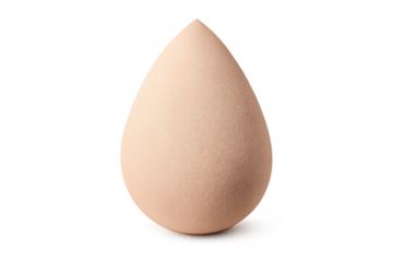 Makeup blender sponge, soft beige, beauty tool on transparent background