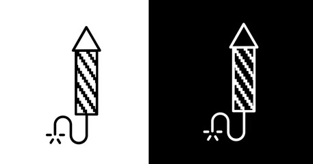 black and white illustration of fireworks icon 