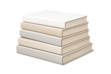 Stack of books mockup on a transparent background for graphic design.