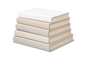 Stack of books mockup on a transparent background for graphic design.