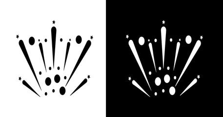 black and white illustration of fireworks icon 