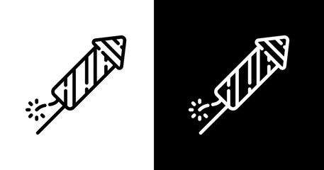 black and white illustration of fireworks icon 