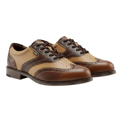 Two tone brown leather wingtip oxford shoes on black background brown leather shoes