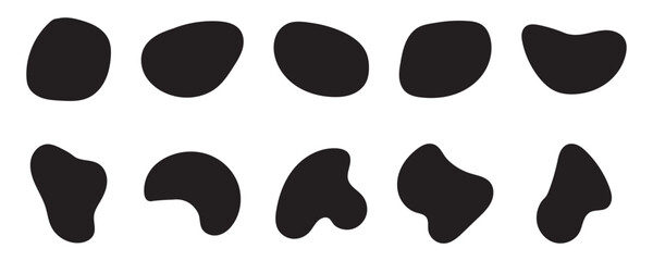 A vector set of Black Blob shapes. Simple liquid blobs form a creative minimal bubble stone vector set.