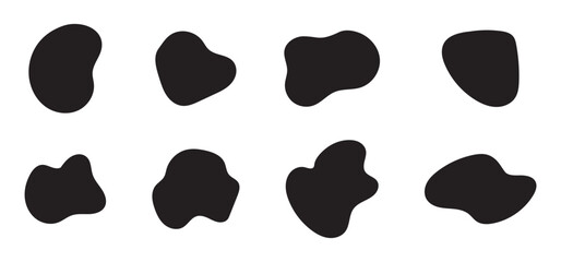 A vector set of Black Blob shapes. Simple liquid blobs form a creative minimal bubble stone vector set.