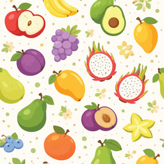 Mixed_Exotic_Fruits_Summer_Flat_Pattern