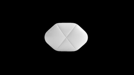 White quilted geometric object on black background image