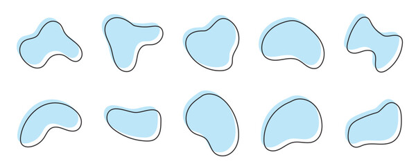 Collection of black organic blob shapes in various forms and abstract vector illustration