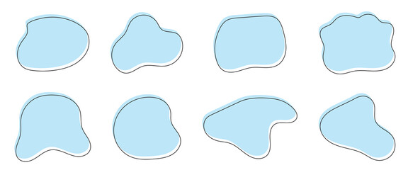 Collection of black organic blob shapes in various forms and abstract vector illustration