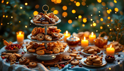 Candlelit dessert stand