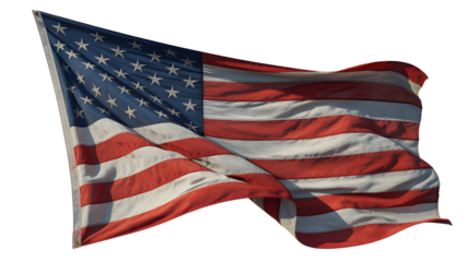 The american flag proudly waving, symbolizing freedom and national identity isolated on transparent background